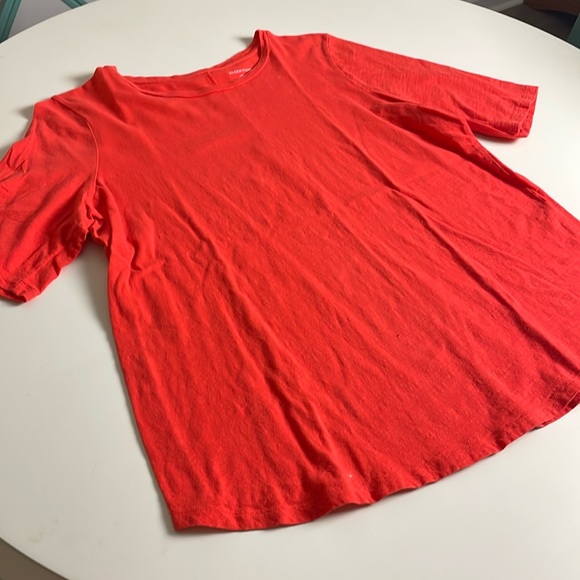 Eileen Fisher Dark Orange Half Sleeves top with flattering seam in back- Large - Picture 3 of 10